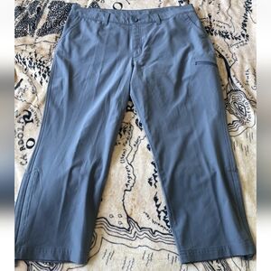 Eddie Bauer Size 14 Stretch Ripstop Crop Pant Blue/Gray? Side Legs Scrunch